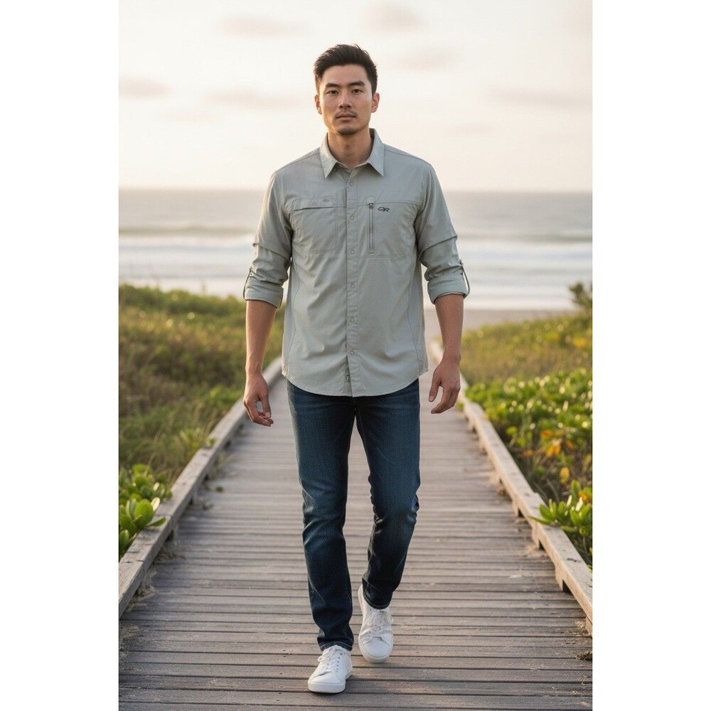 OUTDOOR RESEARCH Way Station Long Sleeve Snap Button Down Shirt Men’s L/G NWOT